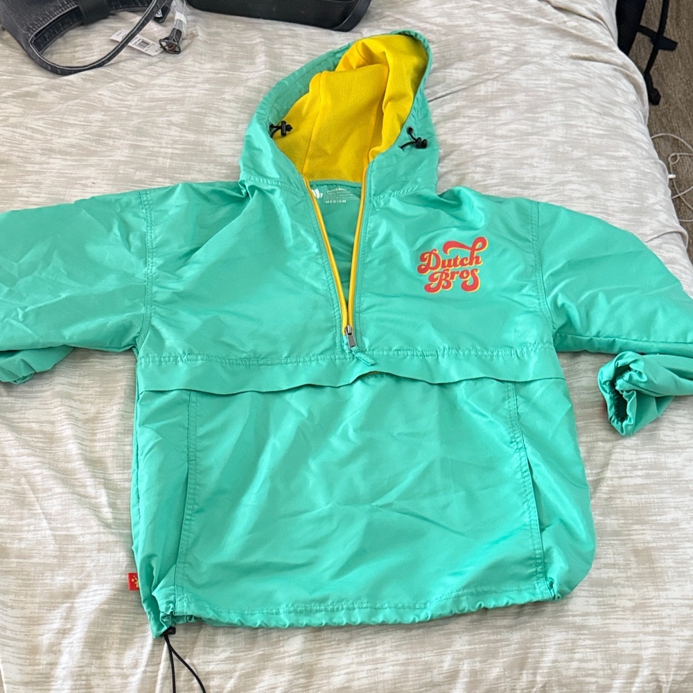 Dutch Bros Aqua and Gold Pullover